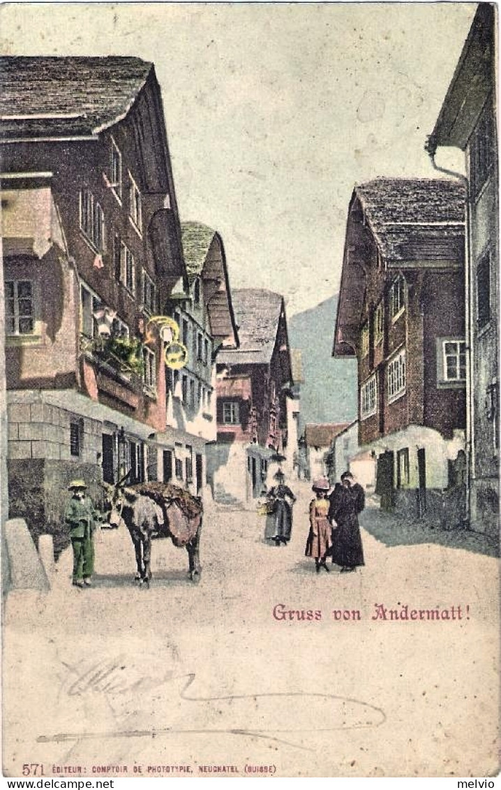 1901-Svizzera Cartolina Illustrata "Gruss Von Andermatt" Viaggiata - Marcophilie