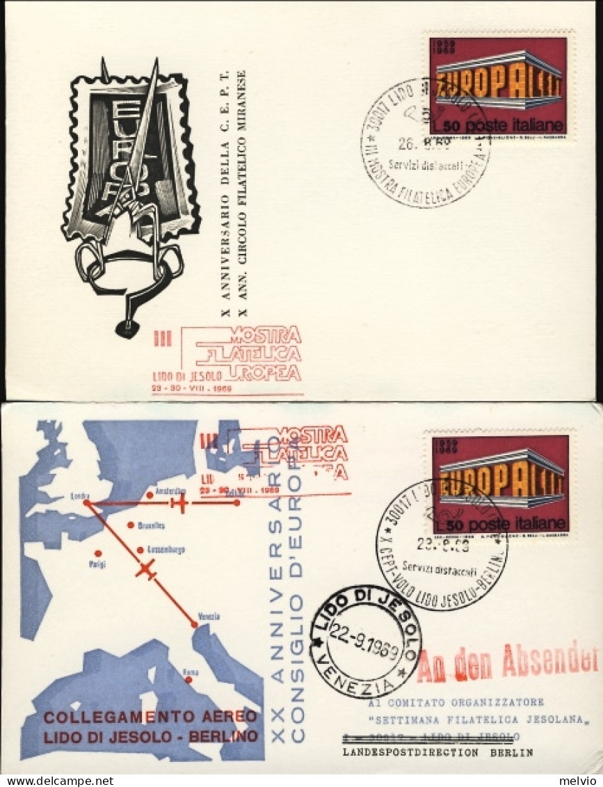 1969-volo Speciale Collegamento Aereo Lido Di Jesolo Berlino Settimana Filatelic - 1961-70: Poststempel