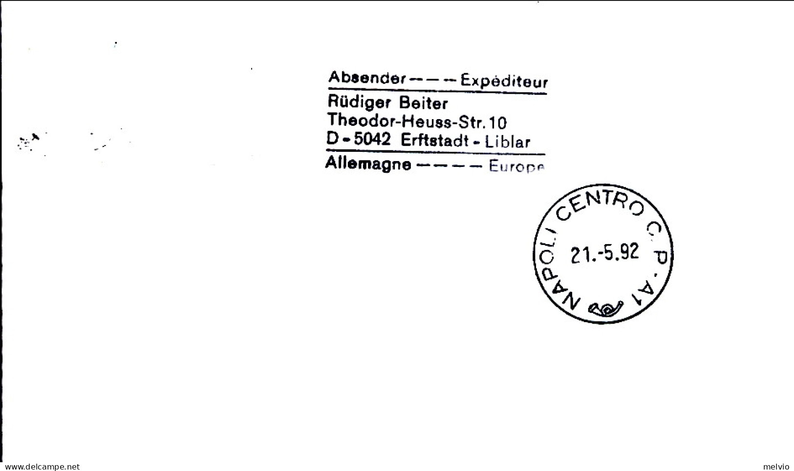 1992-Germania Cartolina Illustrata Lufthansa I^volo LH 3500 Monaco Napoli Del 18 - Cartas & Documentos