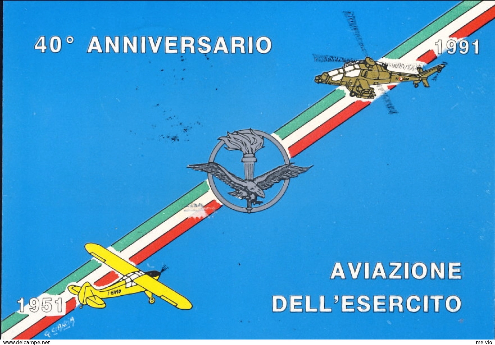 San Marino-1991 Cartolina Commemorativa 40^ Anniversario Aviazione Leggera Eserc - Corréo Aéreo
