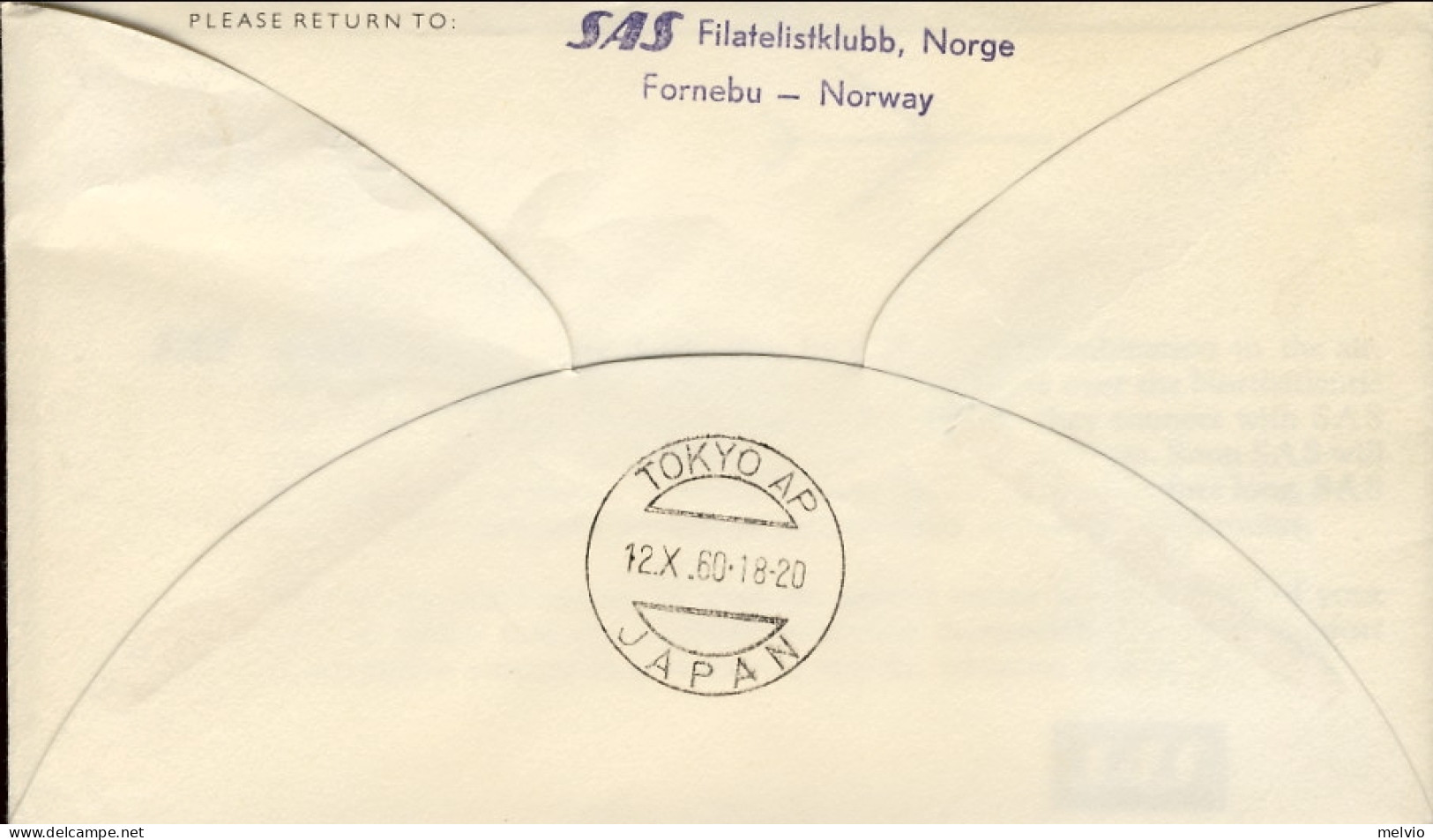 1960-Norvegia I^volo SAS Oslo Tokyo First Regular Polar Jet Flight Dell'11 Ottob - Brieven En Documenten