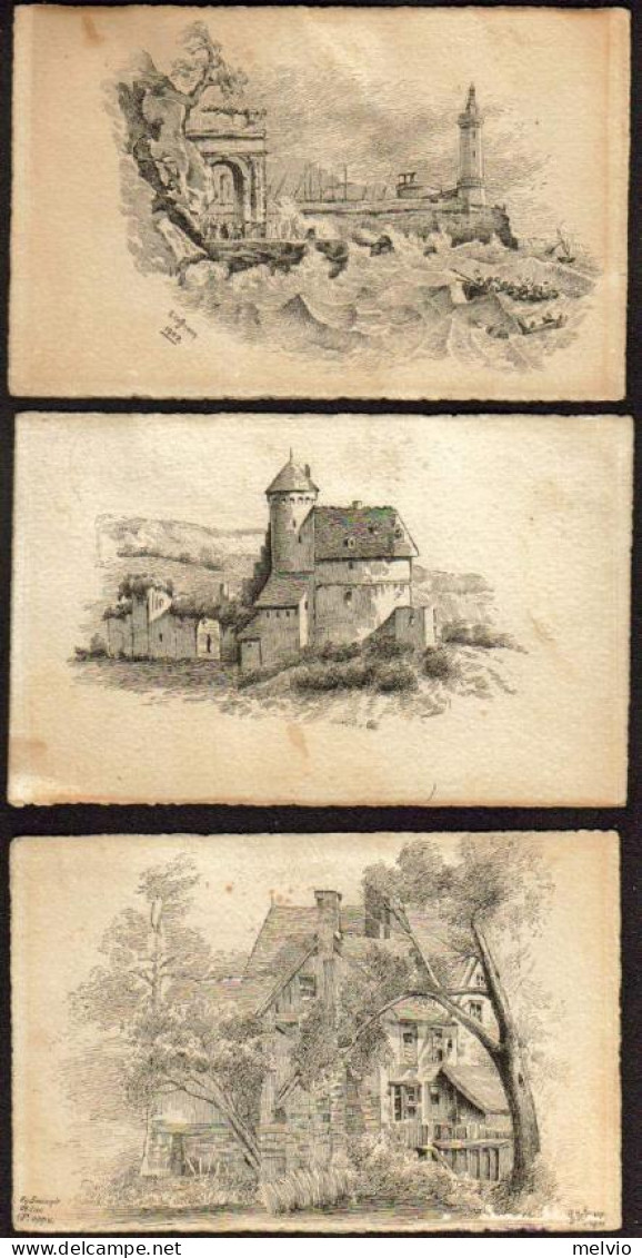 1906/7-Svizzera Tre Cartoline Disegnate Da G.Hoffmann Per I Suoi Parenti (una Co - Marcofilia