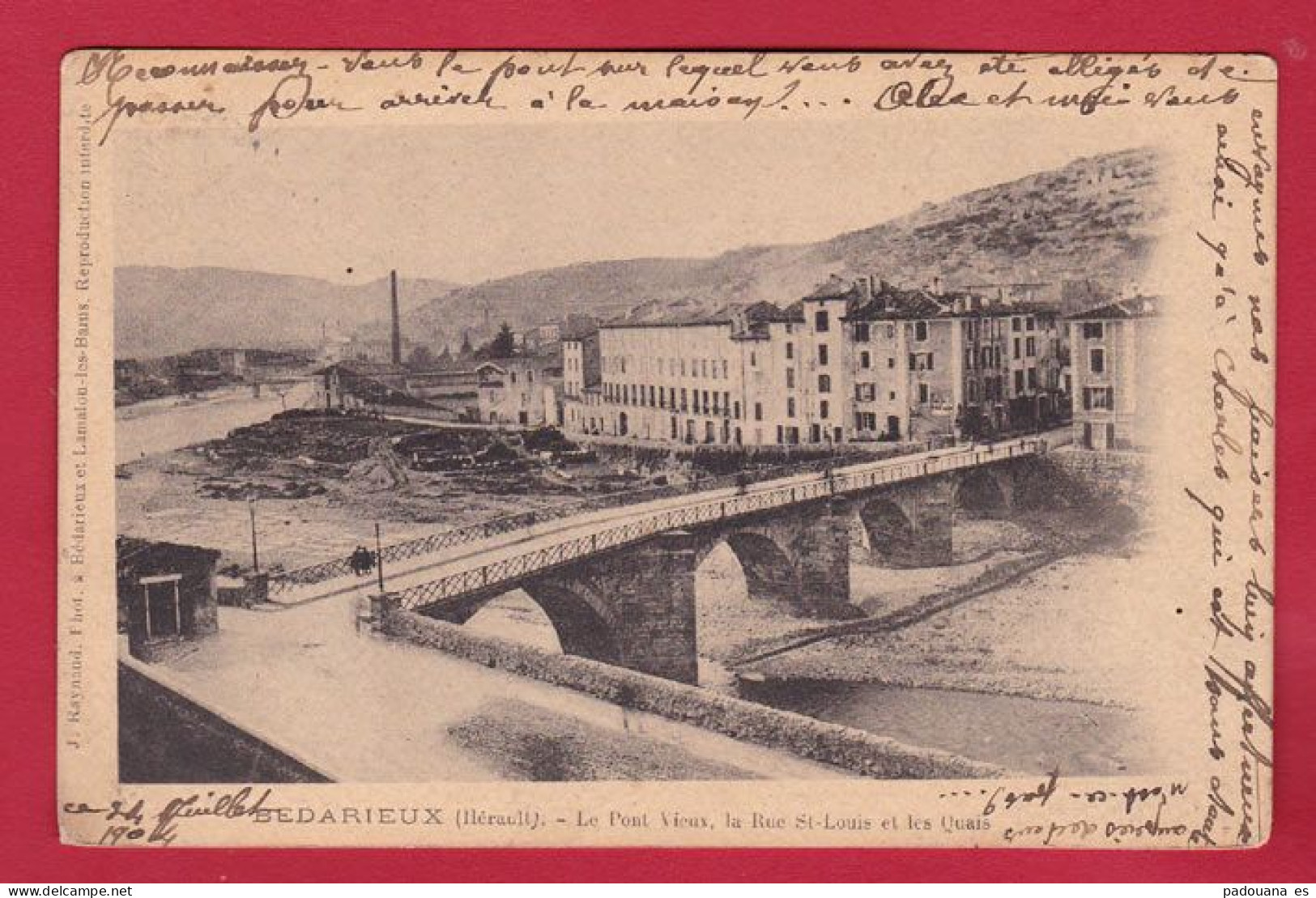 AF349 HERAULT 34   BEDARIEUX  LE PONT VIEUX EN 1904 - Bedarieux