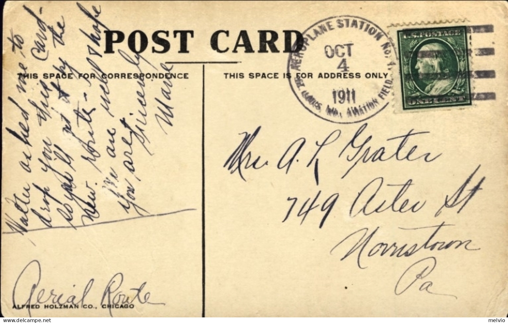 1911-U.S.A. Cartolina "Lincoln Bridge-Forest Park"affr. 1c.verde Franklyn Con Il - Cartas & Documentos
