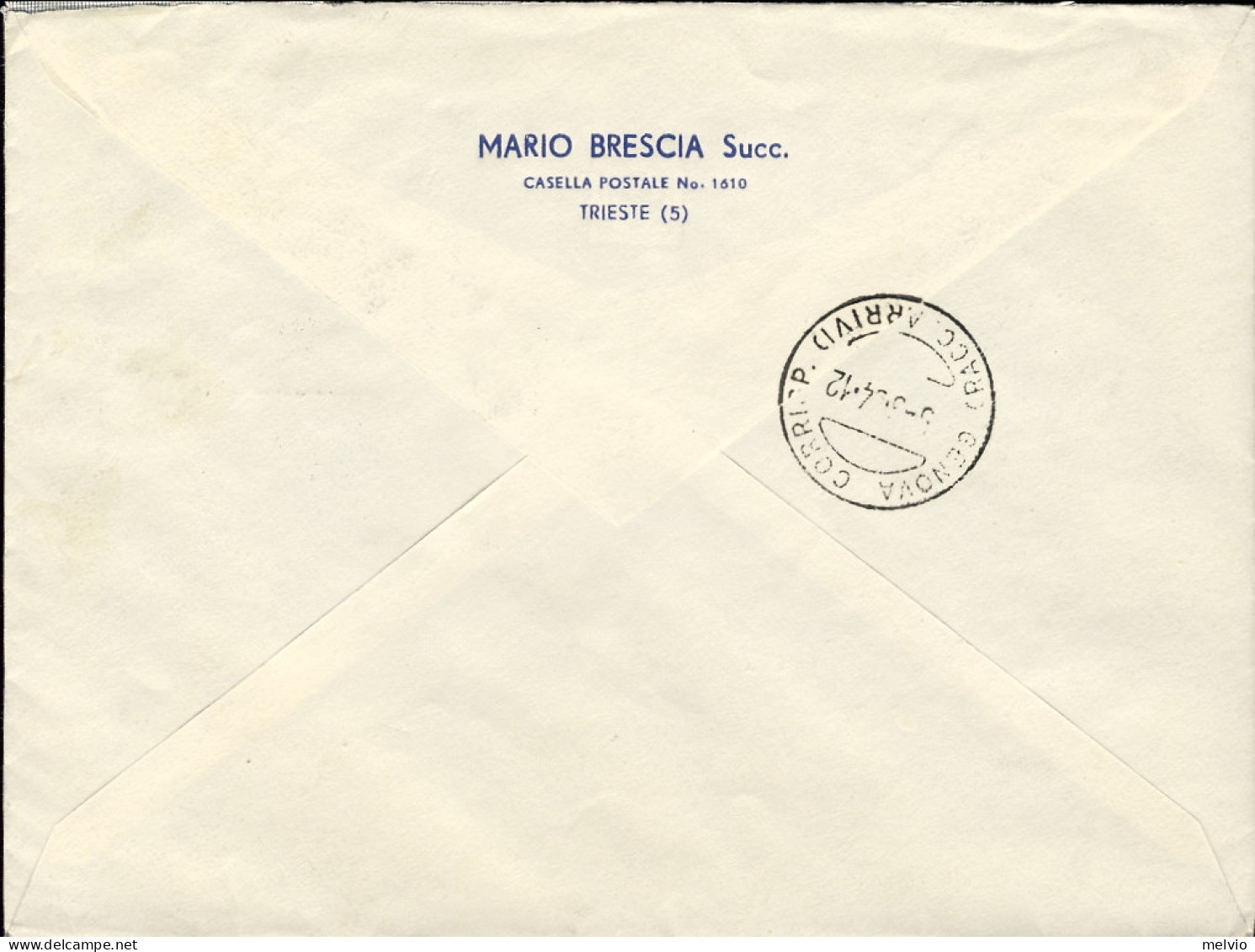 1954-Trieste A Racc. In Perfetta Tariffa L.105 Affr.quartina L.25 Decennale Resi - Marcophilie