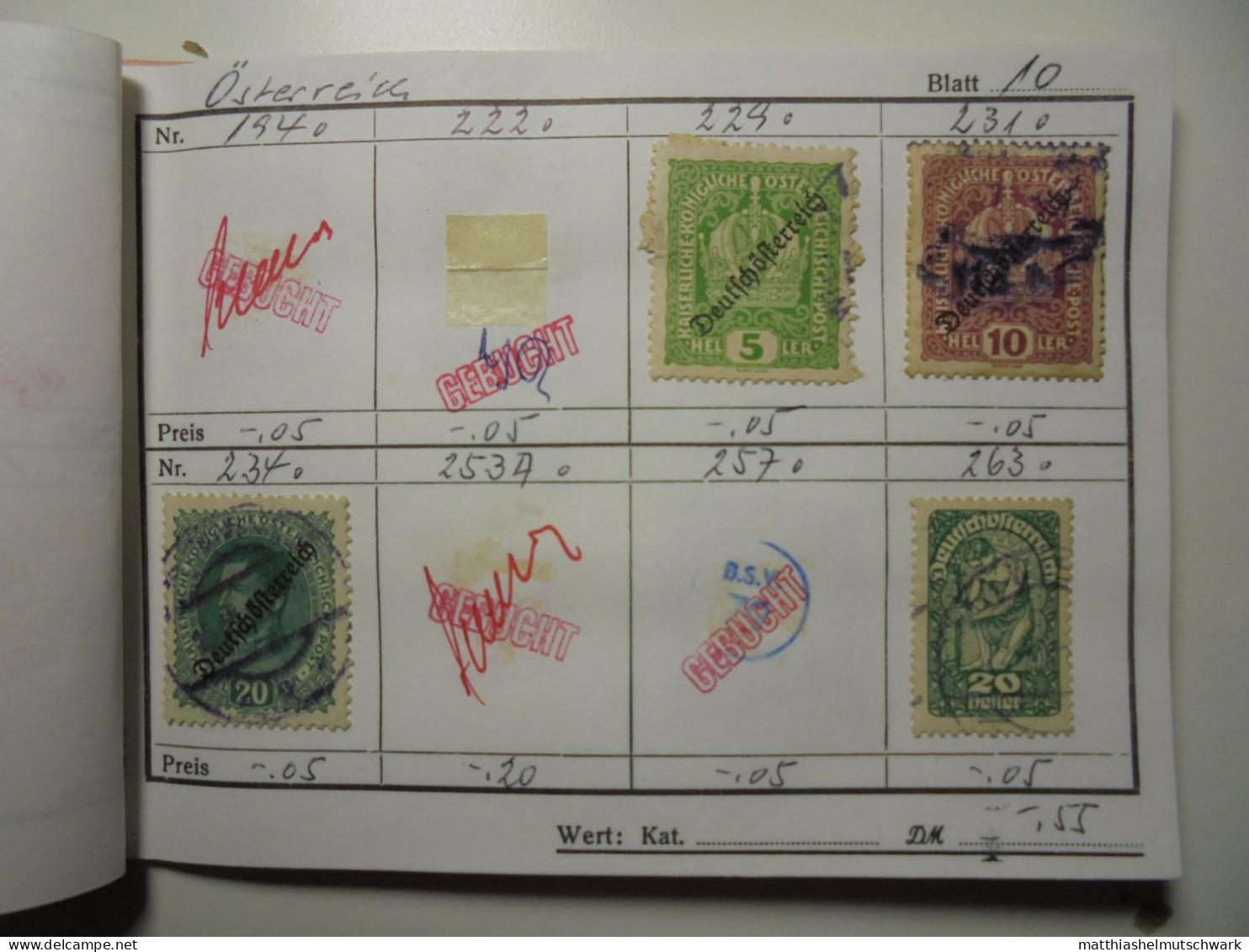 Auswahlheft Nr. 389 20 Blätter 105 Briefmarken  Österreich ca. 1868-1934-1936/Mi Nr. 37 I-575, unvollst