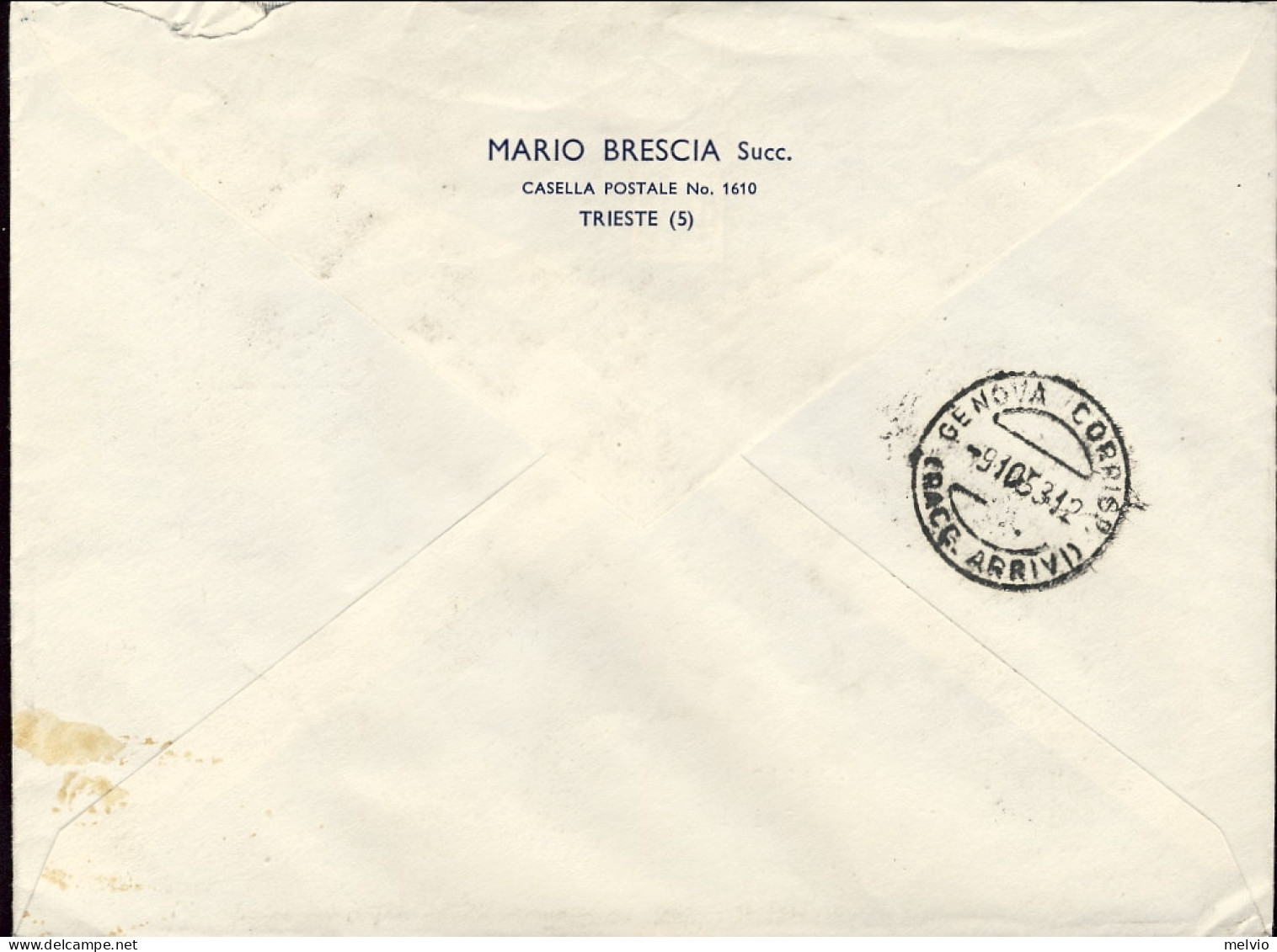 1953-Trieste A Lettera Raccomandata In Perfetta Tariffa Per L.105 Affr. L.5 Sira - Marcophilie