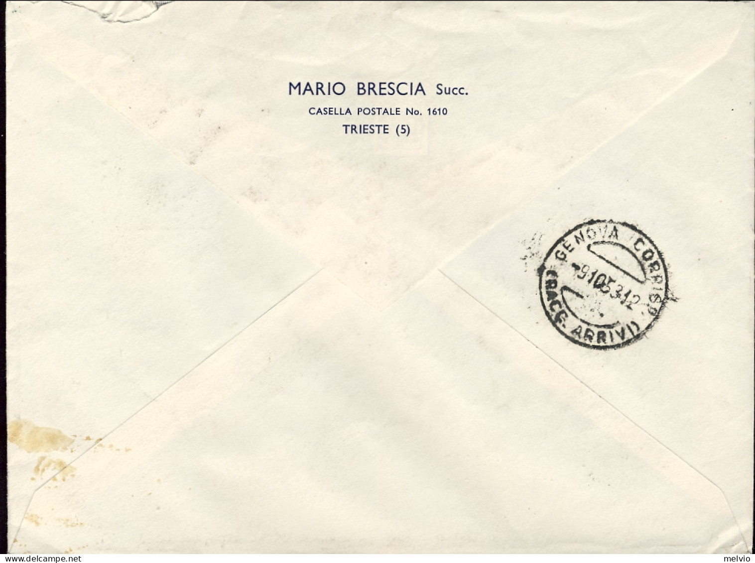 1953-Trieste A Lettera Raccomandata In Perfetta Tariffa Per L.105 Affr. L.5 Sira - Poststempel