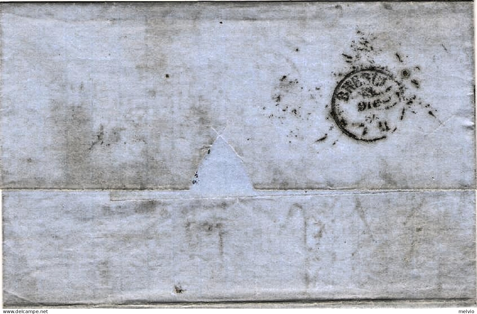 1864-piego Affrancato 15c. DLR Attraversato Da Un Impercettibile Piega Orizzonta - Poststempel