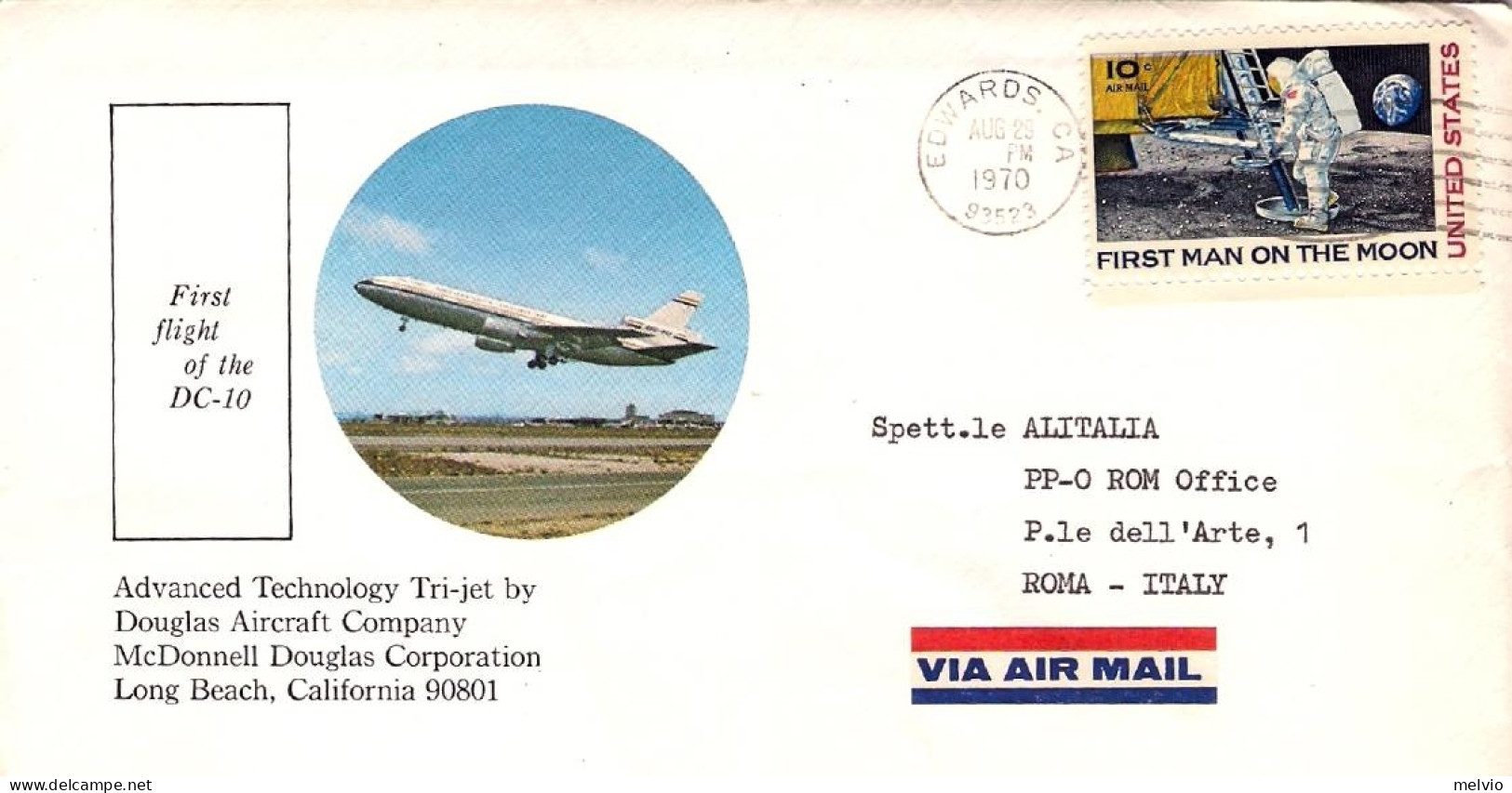 1970-U.S.A. Con Lettera Esplicativa Per Il I^volo Del DC 10 Douglas McDonnell - Andere & Zonder Classificatie