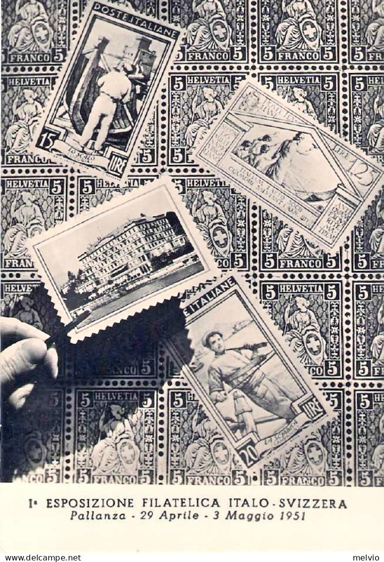 1951-cat.Sassone Euro 75, I^Esposizione Filatelica Italo-Svizzera Affr. L.20 Tes - Betogingen