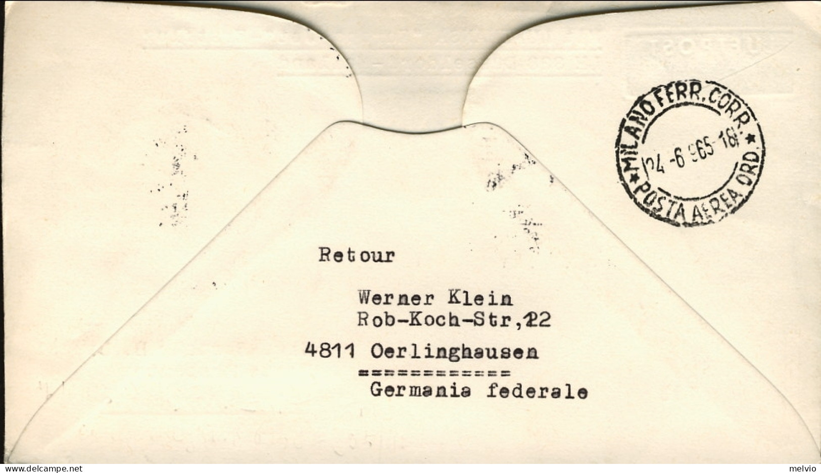 1965-Germania I^volo Lufthansa Dusseldorf-Milano Del 24 Giugno,posta Da Berlino - Lettres & Documents