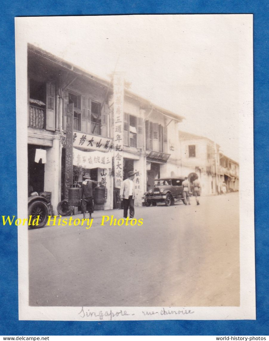 Photo Ancienne Snapshot - SINGAPORE - Une Rue Chinoise - Vers 1920 - Magasin Shop Singapour Asia China Chinese Street - Asien