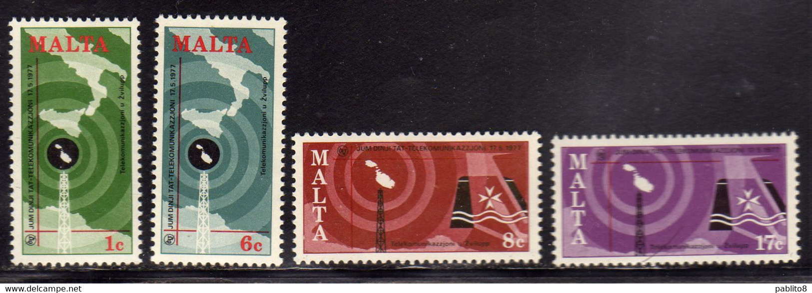 MALTA 1977 WORLD TELECOMMUNICATION DAY GIORNATA MONDIALE DELLE TELECOMUNICAZIONI COMPLETE SET SERIE COMPLETA MNH - Malta