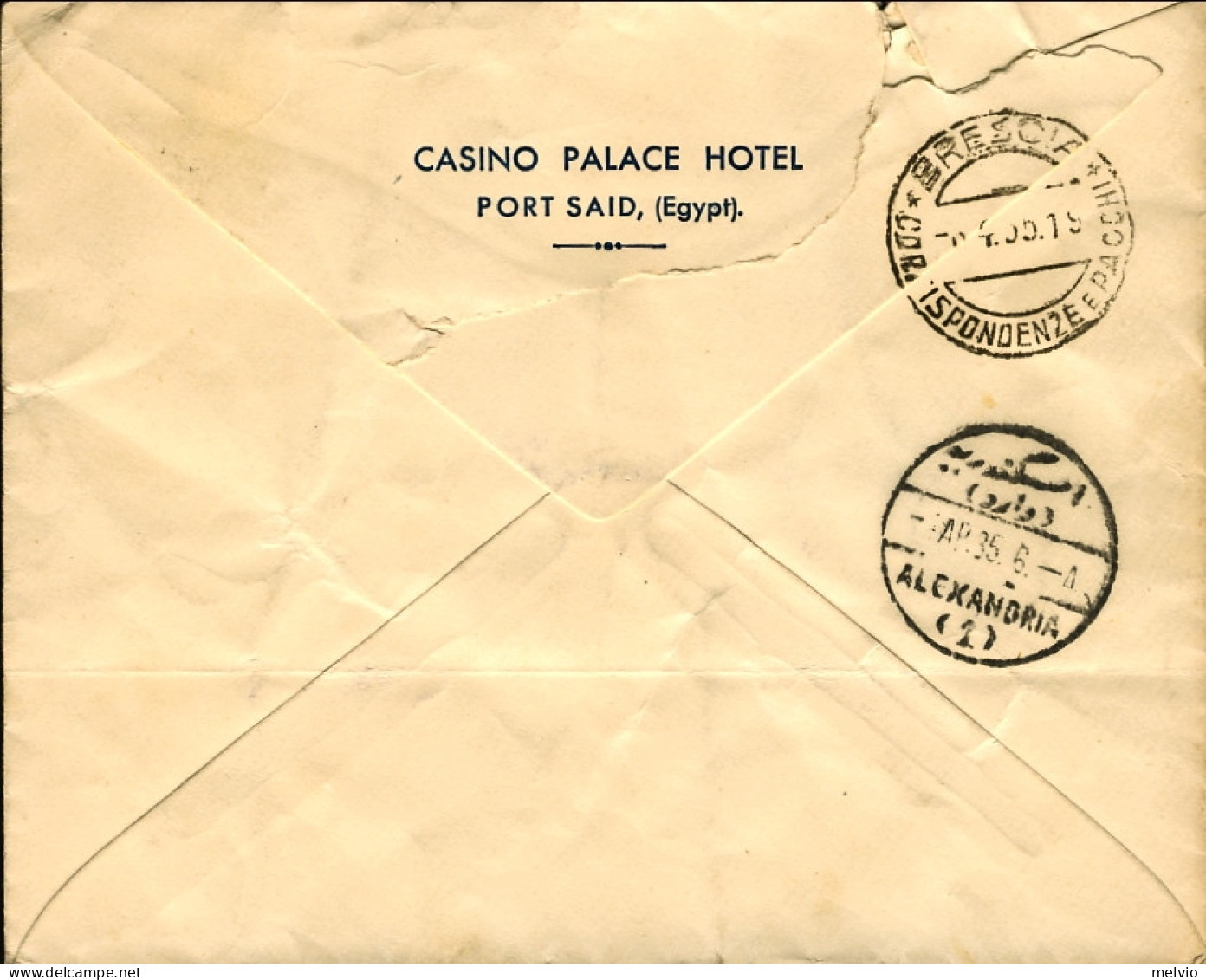 1935-Egitto Lettera Diretta In Italia Affrancata Posta Aerea 3m. + 30m. - Altri & Non Classificati
