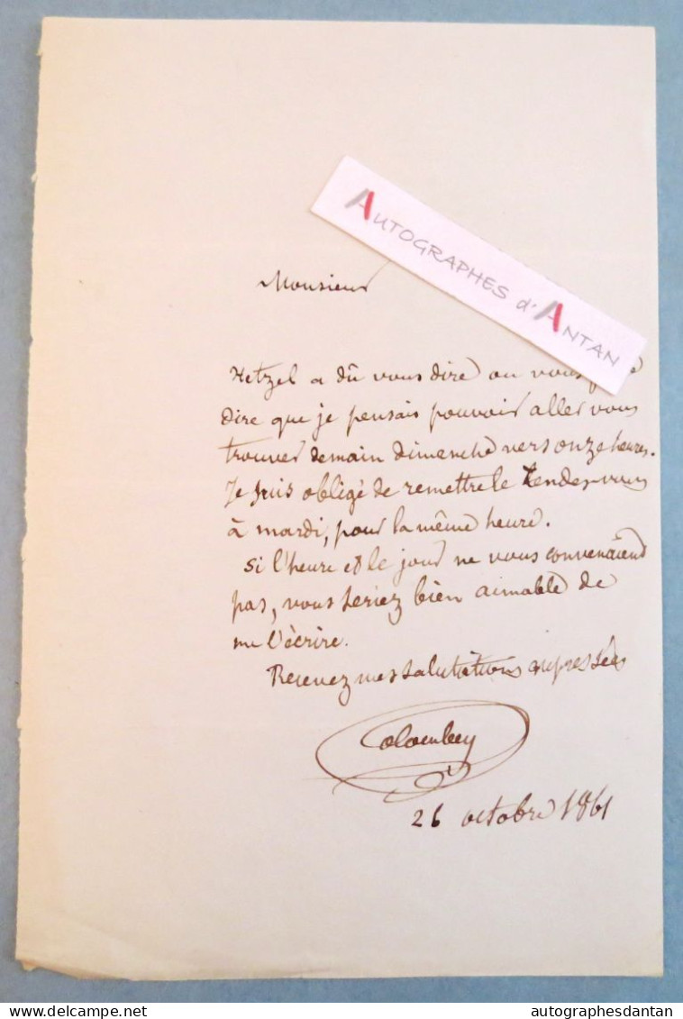 ● L.A.S 1861 - Émile Laurent / COLOMBEY - HETZEL - Georges D'Harmonville - Lettre Utographe LAS - Schrijvers