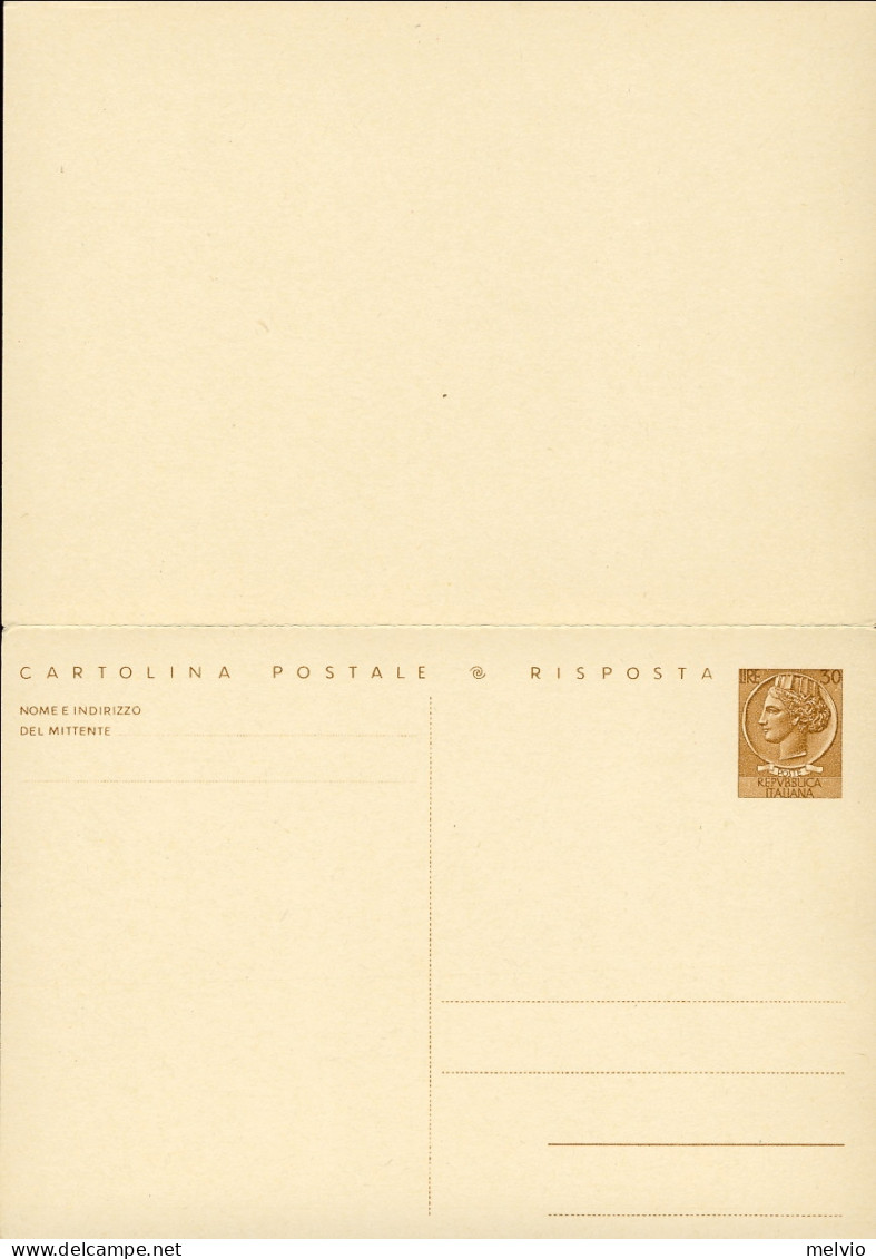 1966-cartolina Postale Con Risposta Pagata L.30 + L.30 Siracusana Cat.Filagrano  - Entiers Postaux