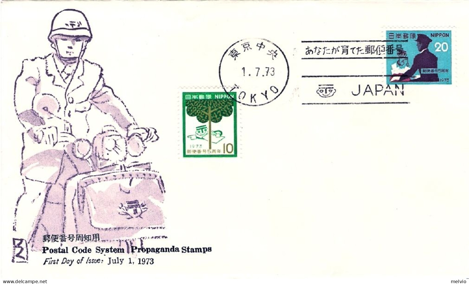 1973-Giappone Japan S.2v."Propaganda Codice Postale" Su Fdc - FDC