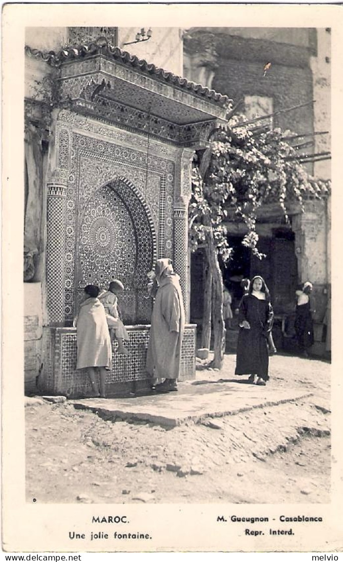 1936-Marocco Cartolina Maroc Una Joile Fontaine Diretta In Italia - Briefe U. Dokumente