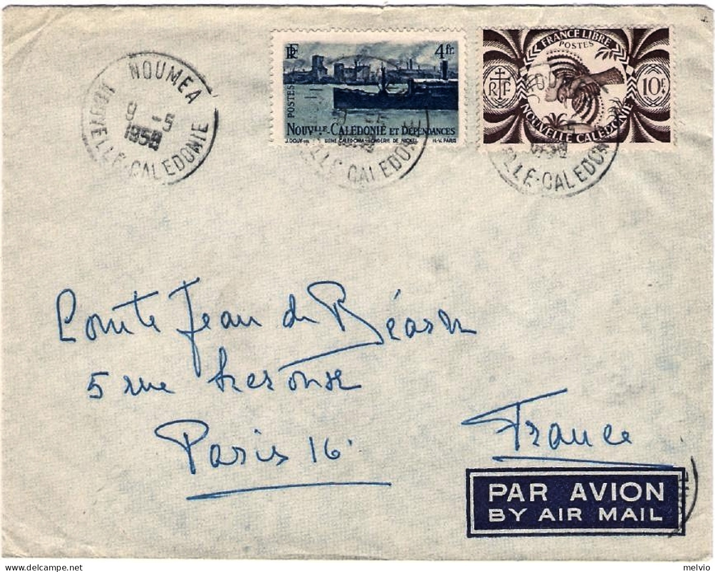 1958-Nuova Caledonia Lettera Della Messageries Maritimes Diretta In Francia Affr - Otros