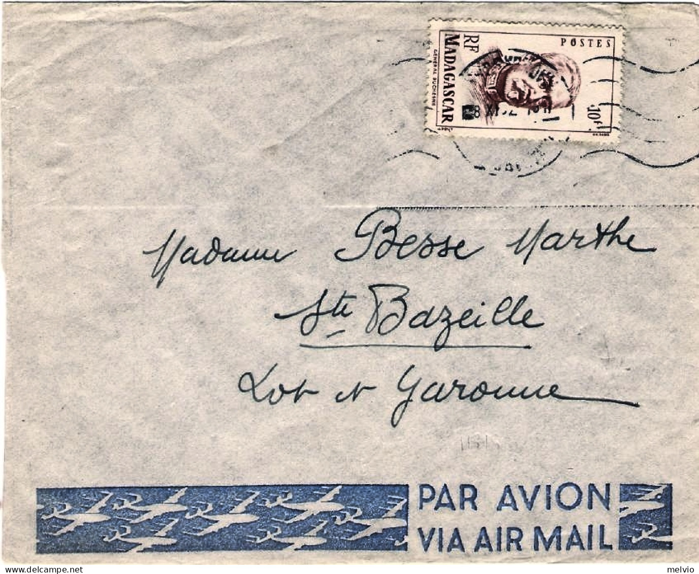 1952-Madagascar Lettera Diretta In Francia Affrancata Fr. 10 Isolato - Autres & Non Classés