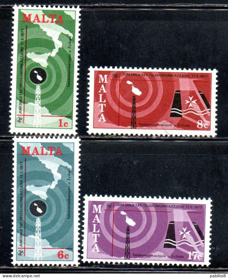 MALTA 1977 WORLD TELECOMMUNICATION DAY GIORNATA MONDIALE DELLE TELECOMUNICAZIONI COMPLETE SET SERIE COMPLETA MNH - Malta