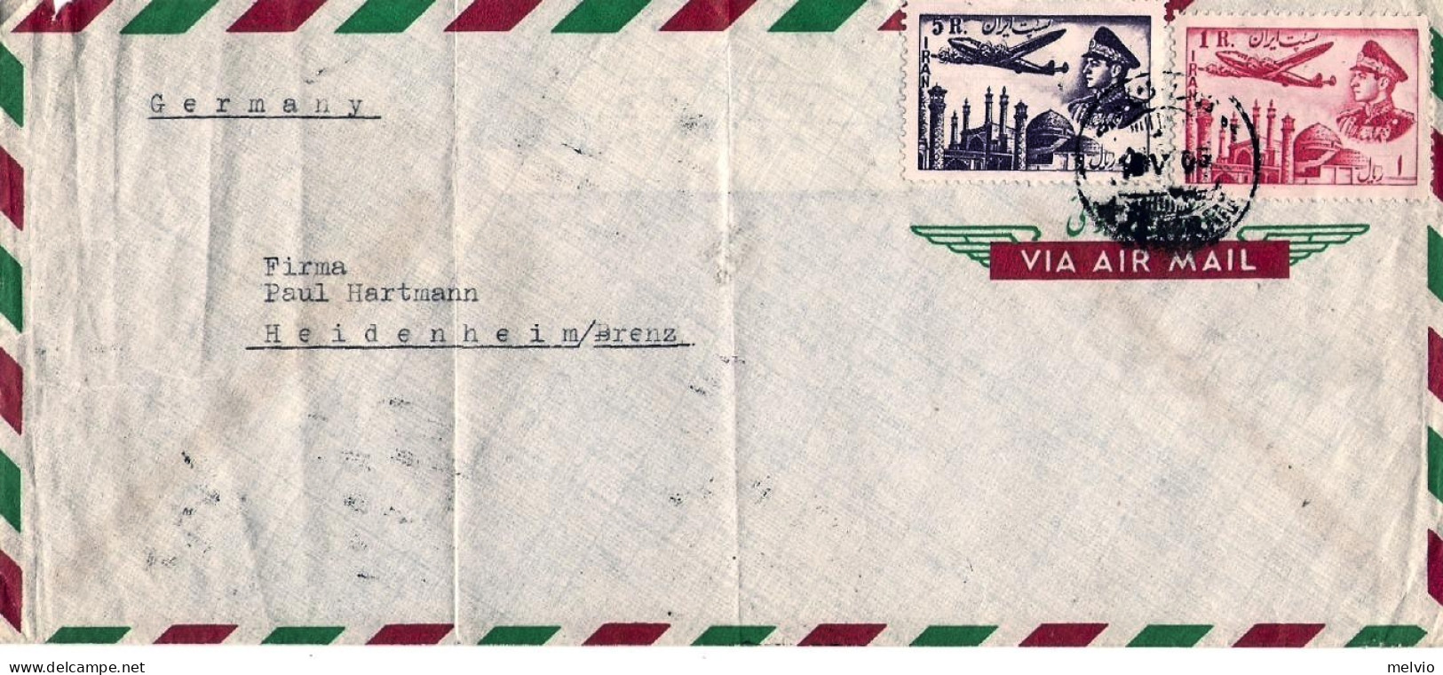 1955-Iran Lettera Diretta In Germania Affrancata Con Due Commemorativi Di Posta  - Irán