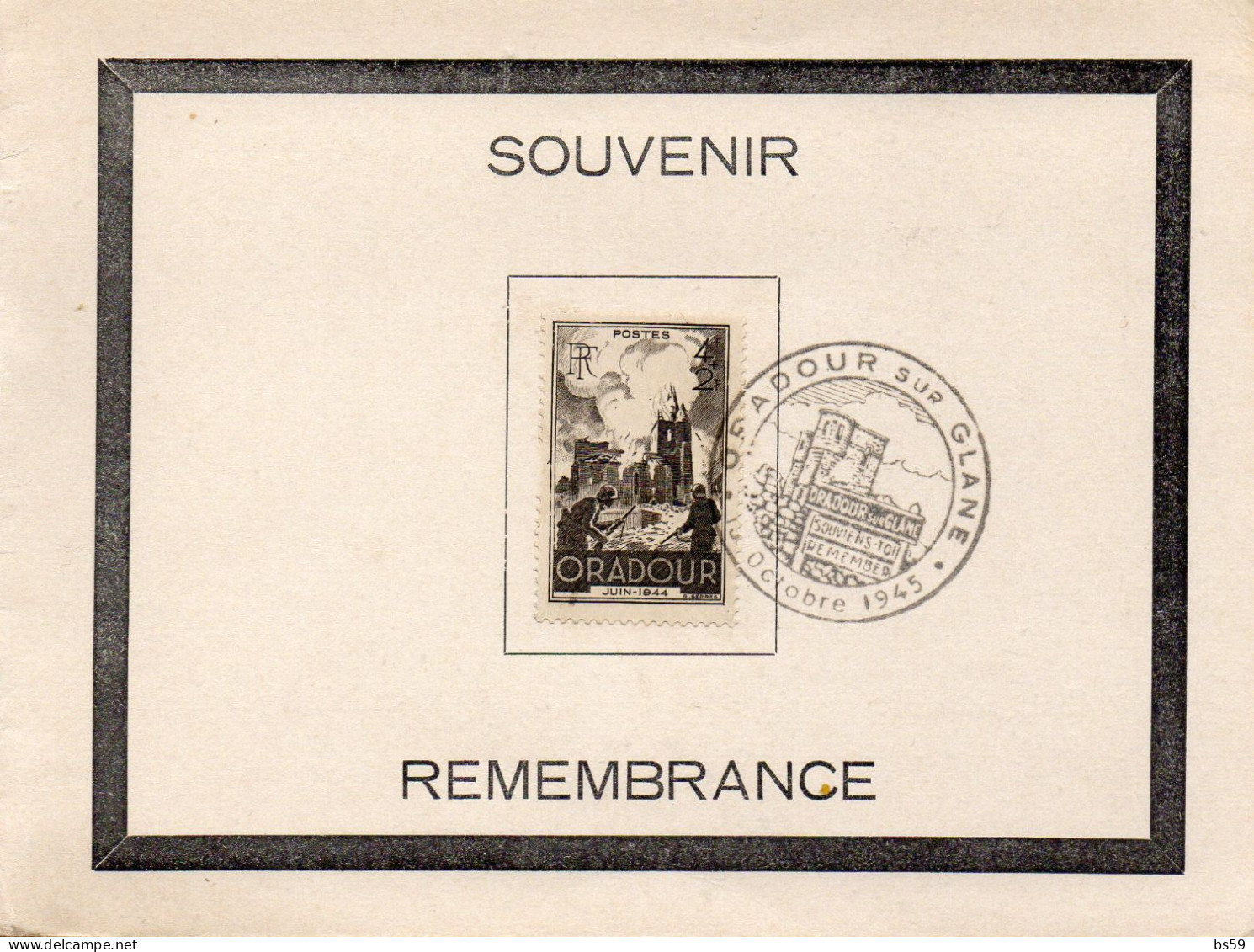 Oradour-sur-Glane Plaquette Souvenir Avec Obl° Oradour (octobre 1945) - Otros & Sin Clasificación