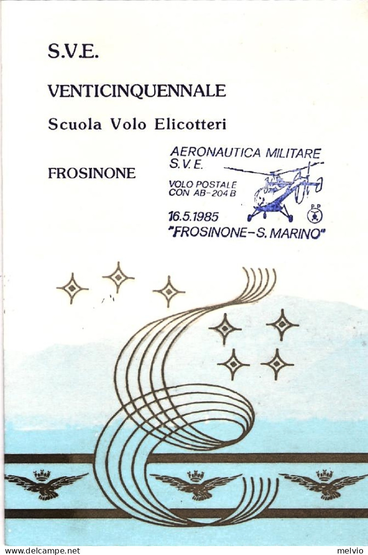 1985-menù Pranzo Radunisti Bollo Dell'aeronautica Militare Scuola Volo Elicotter - Corréo Aéreo