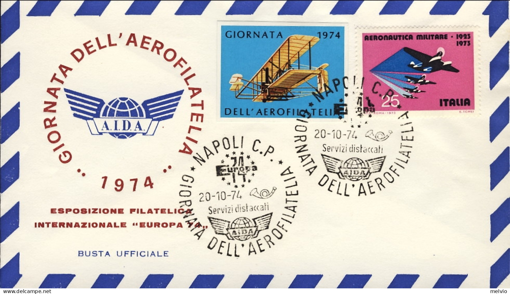 1974-giornata Della Aerofilatelia Napoli+erinnofilo - Vignetten (Erinnophilie)