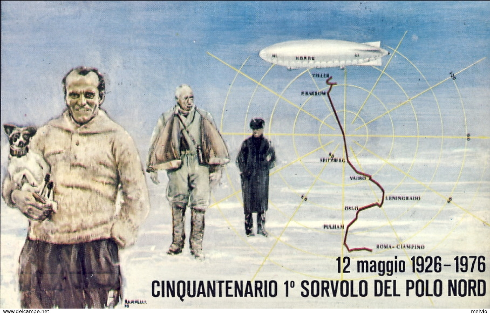 Vaticano-1976 Cinquantenario 1 Sorvolo Del Polo Nord Spedizione Polare Amundsen  - Airmail
