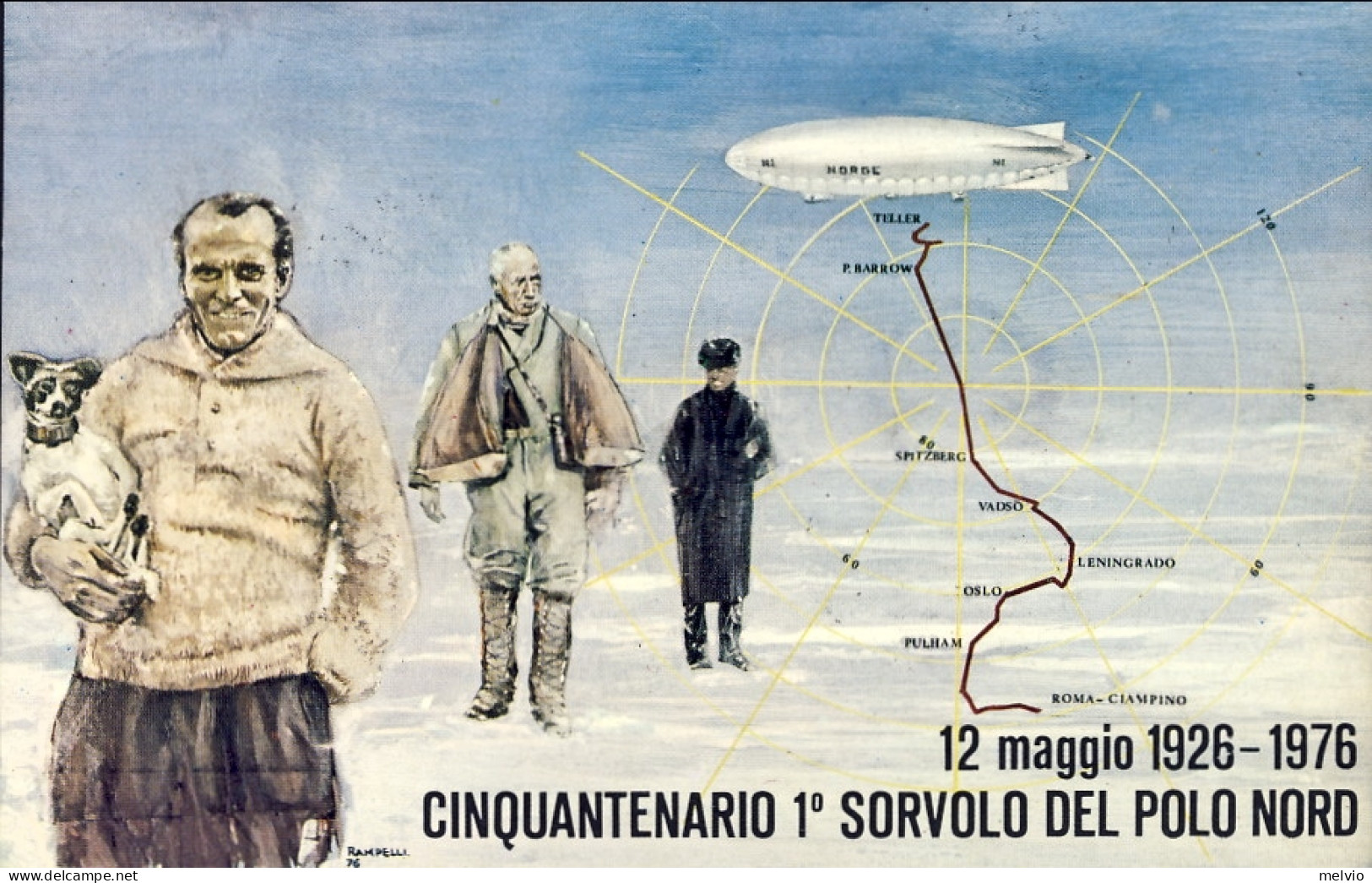 San Marino-1976 Cartolina Cinquantenario 1 Sorvolo Del Polo Nord Spedizione Pola - Corréo Aéreo