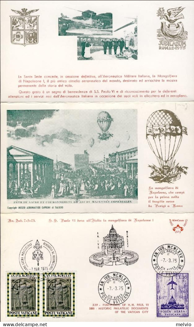 Vaticano-1975 Documento Del Dono Della Mongolfiera Di Napoleone I Effettuato Da  - Airmail