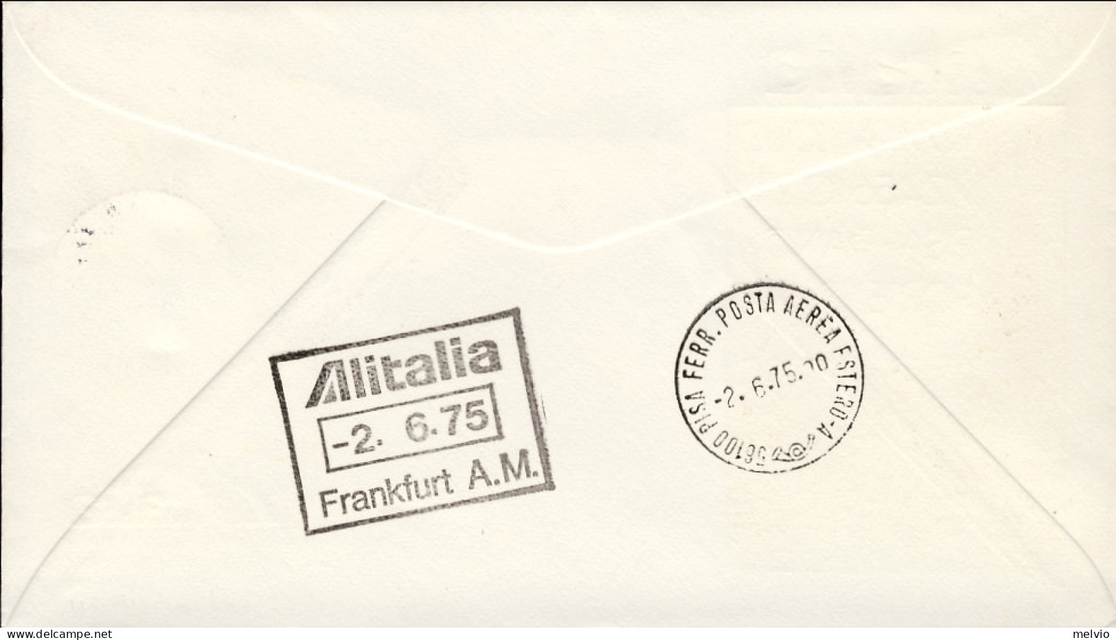 Vaticano-1975 Alitalia I^volo AZ 456 Pisa Francoforte Del 2 Giugno - Airmail