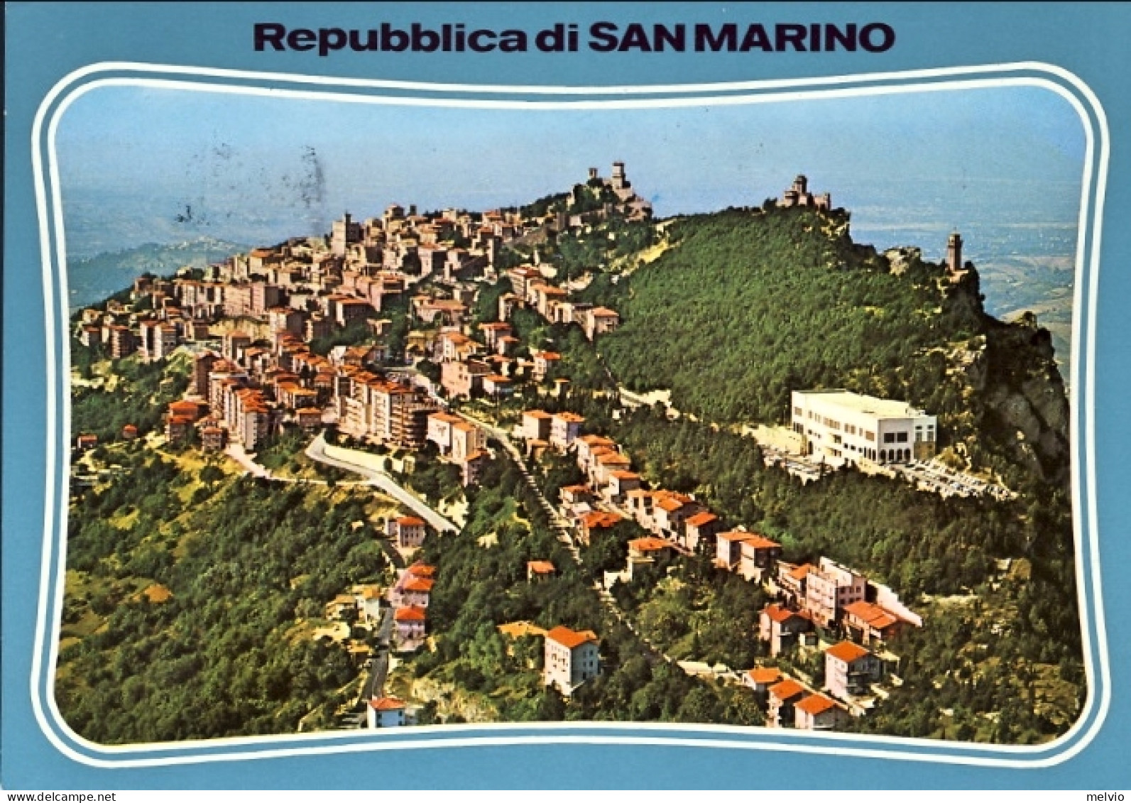 1977-San Marino Cartolina Illustrata Posta Trasportata Con Pallone Volo Rinviato - Luftpost
