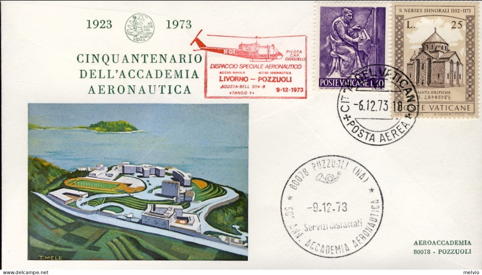 Vaticano-1973 Cinquantenario Dell'accademia Aeronautica Dispaccio Speciale Livor - Poste Aérienne