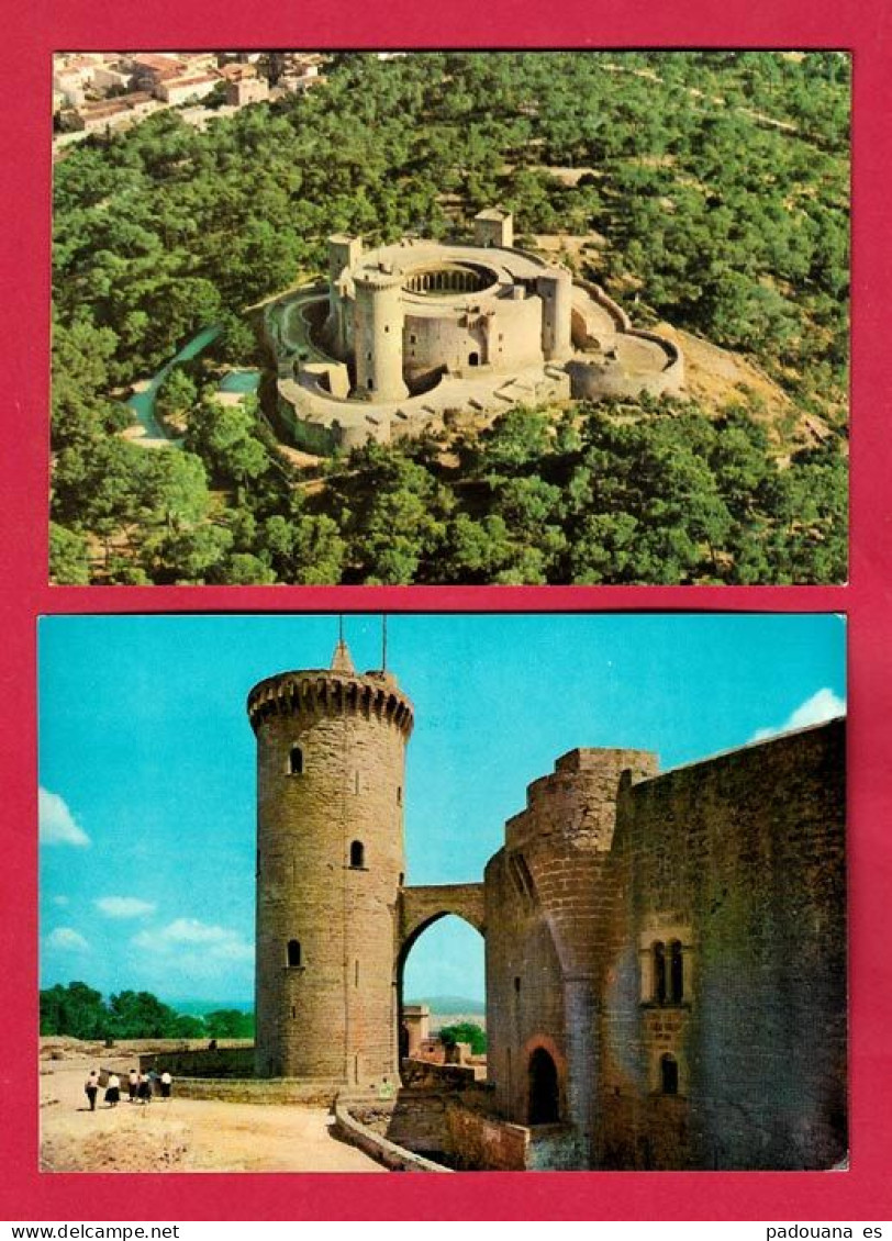 AF295   ESPAGNE BALEARES PALMA DE MALLORCA CASTILLO DE BELVER  LOTE DE 2 POSTALES - Mallorca