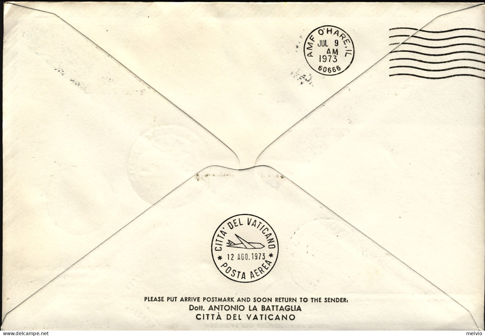 Vaticano-1973 Raccomandata Ufficiale Orbetello Chicago Per Il 40 Anniversario Cr - Airmail