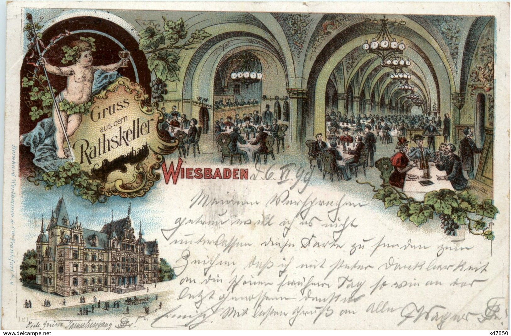 Gruss Aus Dem Ratskeller Wiesbaden - Litho - Wiesbaden