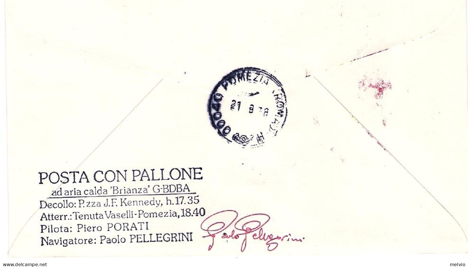 1978-Portogallo Volo Con Mongolfiera Per Eurphila Roma-Pomezia Al Verso Bollo "p - Briefe U. Dokumente