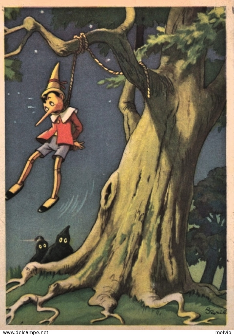 1942-Pinocchio Di C.Collodi (impiccagione), Cartolina Viaggiata - Humor