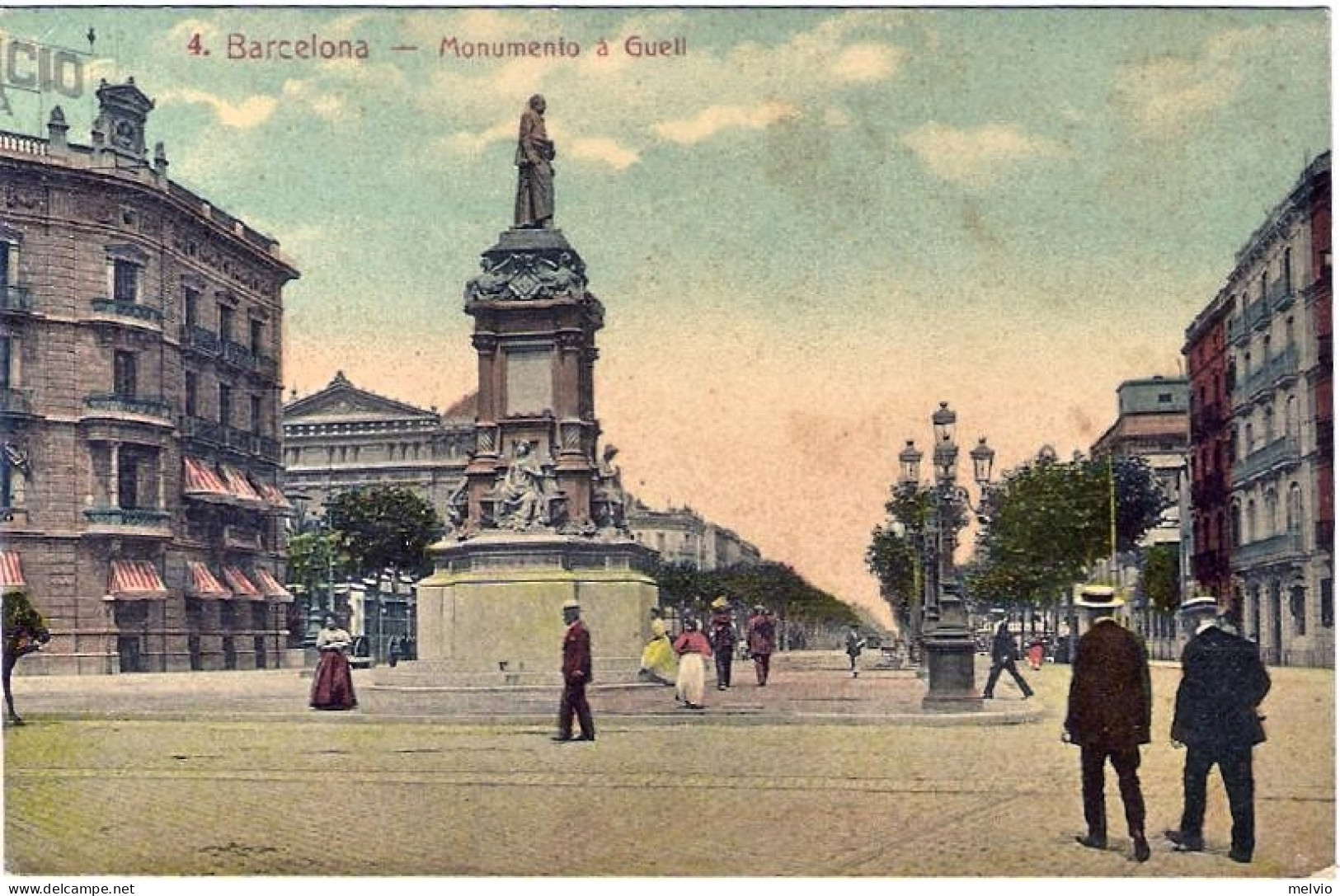 1913-Spagna Cartolina Barcelona Monumento A Guell Viaggiata - Autres & Non Classés