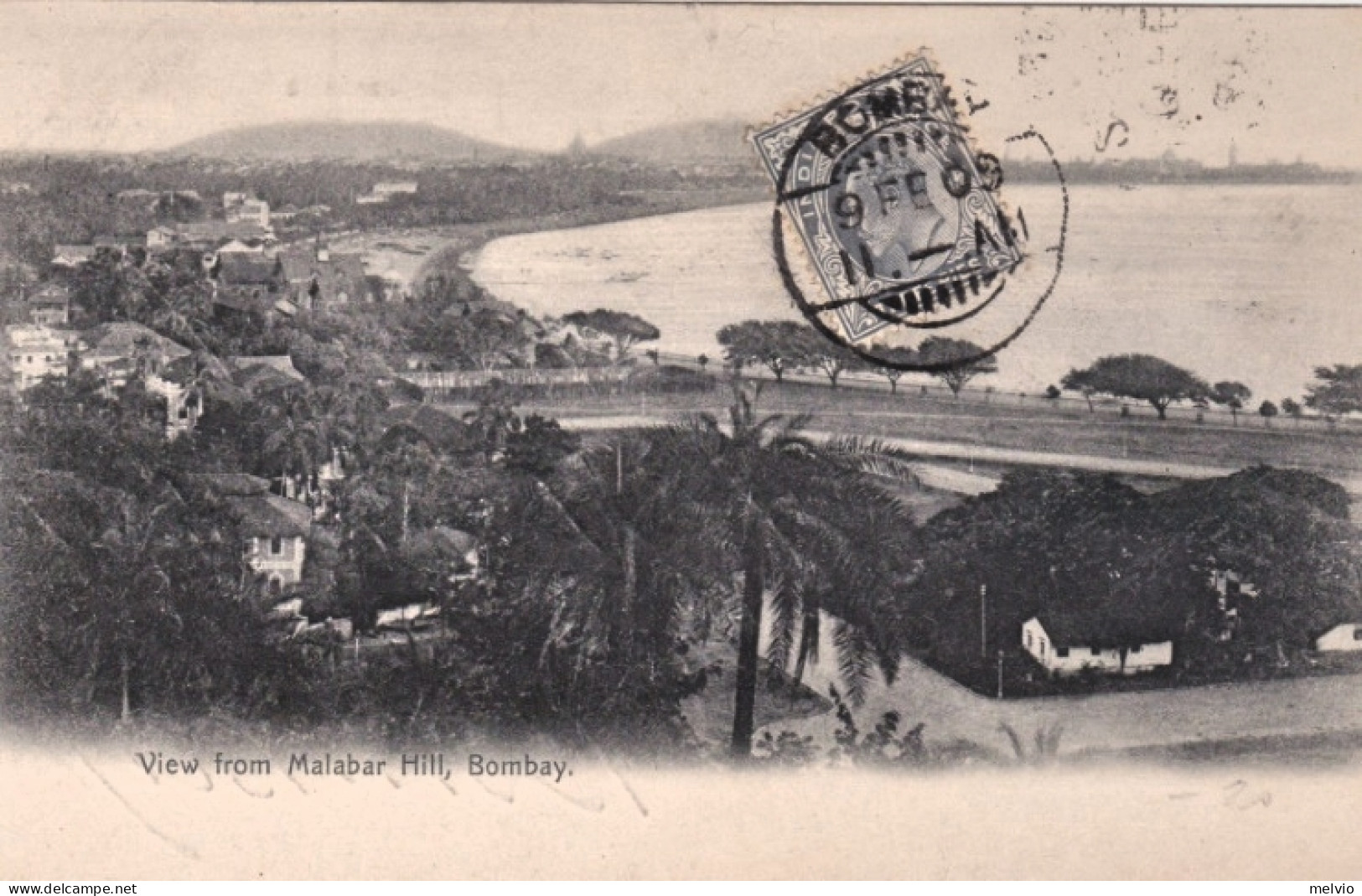 1909-India View From Malabar Hill Bombay, Cartolina Viaggiata - Indien