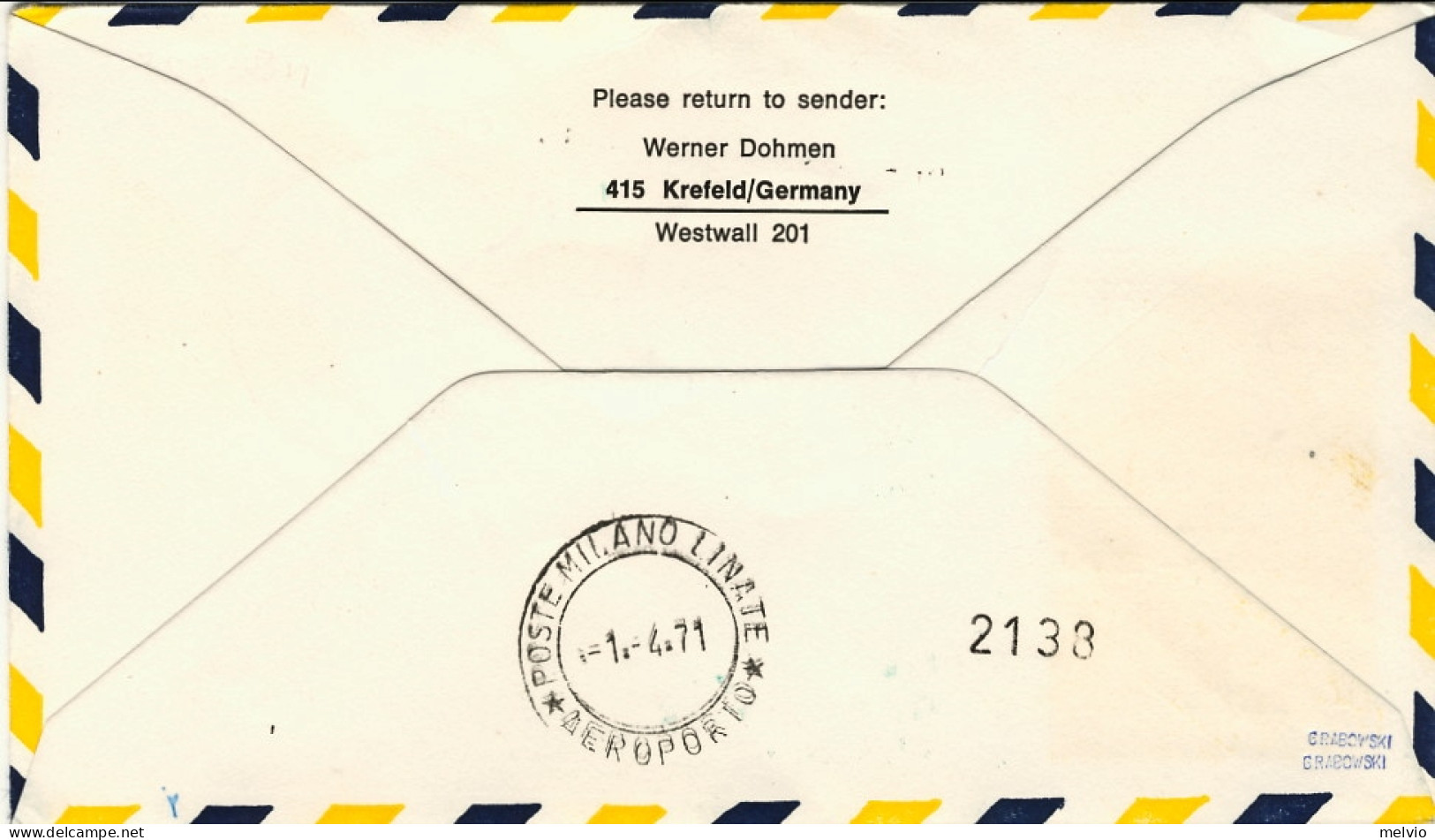 1971-Germania Berlino I^volo Lufthansa LH 278 Amburgo Milano Del 1 Aprile - Briefe U. Dokumente