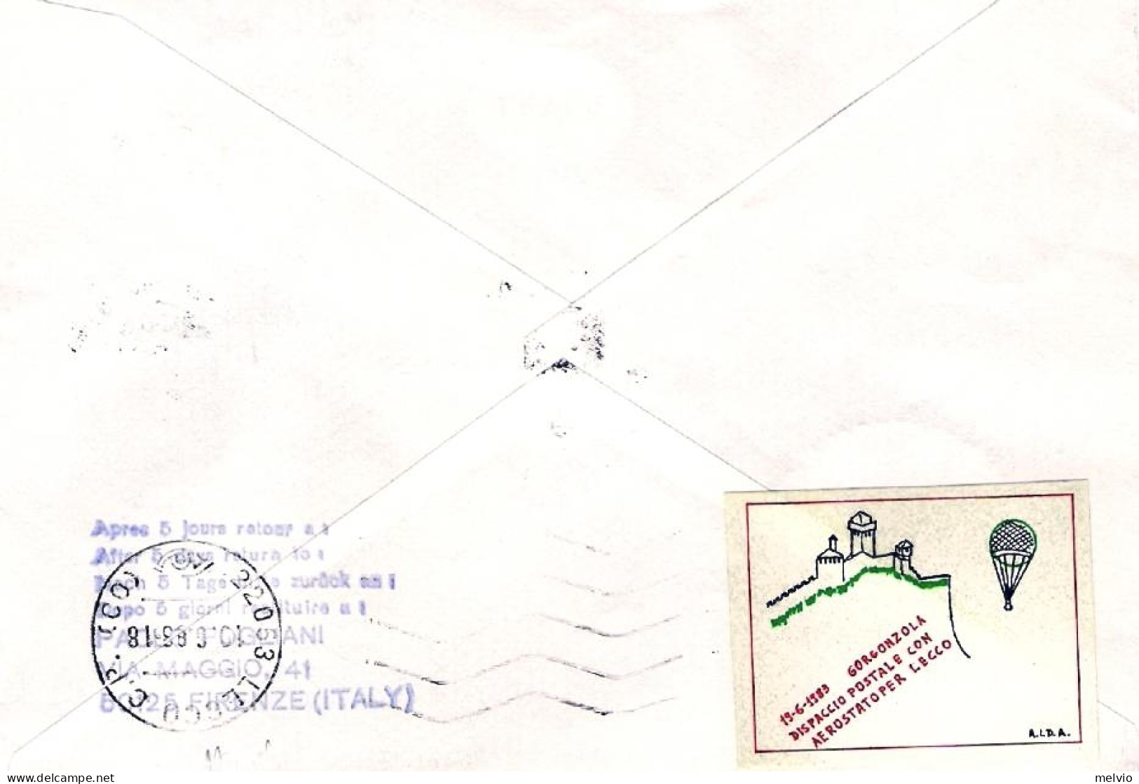 San Marino-1983 Dispaccio Postale Con Aerostato Per Lecco Del 17 Giugno+erinnofi - Luftpost