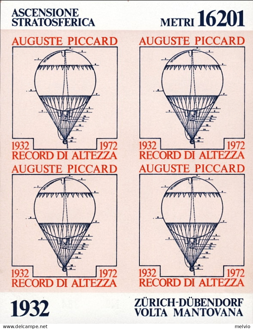 1972-foglietto Erinnofilo Commemorativo Record Di Altezza Di Ascensione Stratosf - Erinnophilie