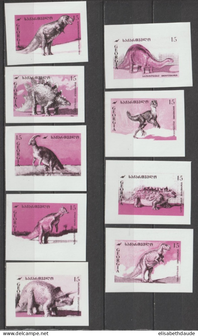 1995 - GEORGIE - ESSAIS DE COULEURS (PROOF) DINOSAURES / ANIMAUX PREHISTORIQUES - SERIE COMPLETE YVERT N°121/129 - Géorgie