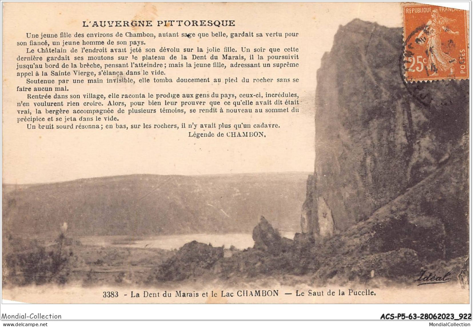 ACSP5-63-0465 - L'AUVERGNE PITTORESQUE - La Dent Du Marais Et Le Lac CHAMBON - Le Saut De La Pucelle - Auvergne Types D'Auvergne