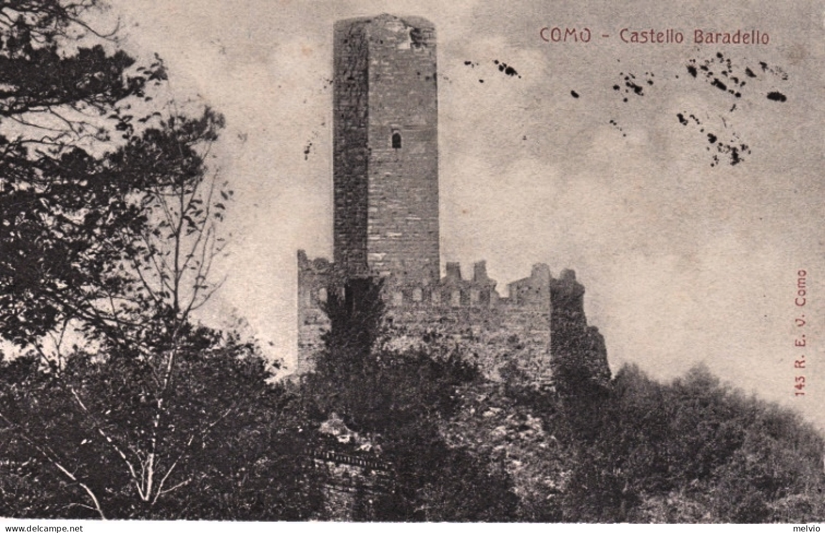 1907-Como Castello Baradello, Con Annullo D'arrivo Tondo Riquadrato Di Arbizzano - Como