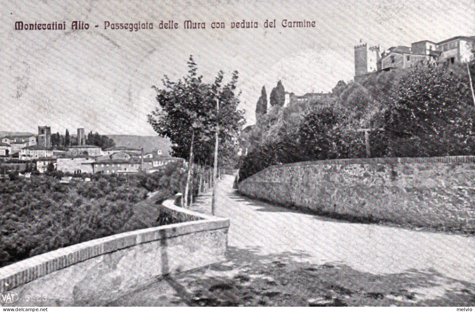 1910-Lucca Montecatini Alto Passeggiata Delle Mura Con Veduta Del Carmine, Carto - Pistoia